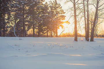 Image showing landscape. weather, snowdrifts in the foreground