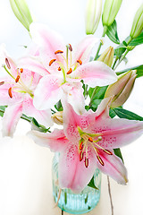 Image showing pink lily flower bouquet