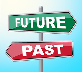 Image showing Future Past Represents Placard Signboard And Evolution