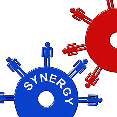 Image showing Synergy Cogs Shows Working Together And Collaborating