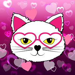 Image showing Cat With Hearts Indicates In Love And Affection