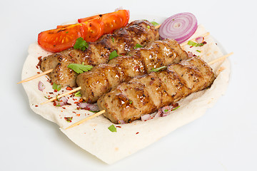 Image showing lula kebab with vegetables