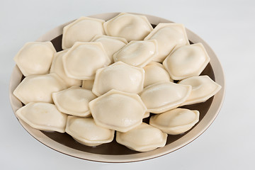 Image showing Boiled prepared homemade russian dumplings or pelmeni with beef meat