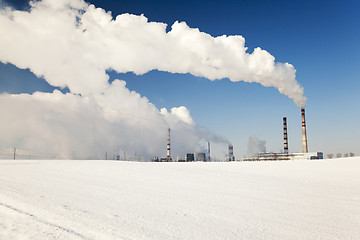 Image showing Chemical plant,  winter season.