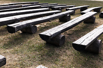 Image showing old wooden bench  