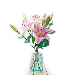 Image showing pink lily flower bouquet