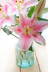 Image showing pink lily flower bouquet