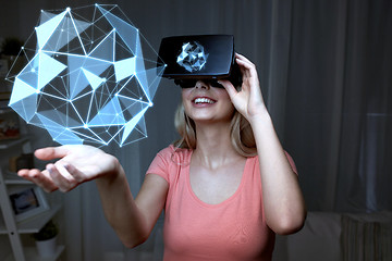 Image showing woman in virtual reality headset or 3d glasses