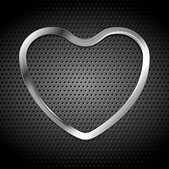 Image showing Metallic heart on perforated background