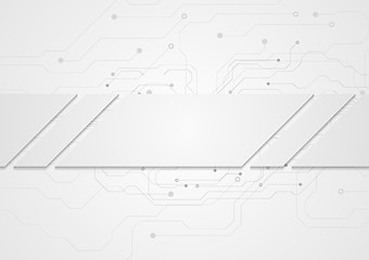 Image showing Tech grey abstract background with circuit board