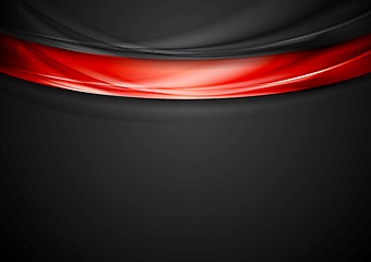 Image showing Contrast red black smooth wavy background