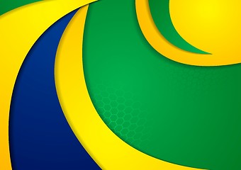 Image showing Brazil colors abstract corporate wavy background