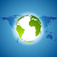 Image showing Earth Day background with green globe and map