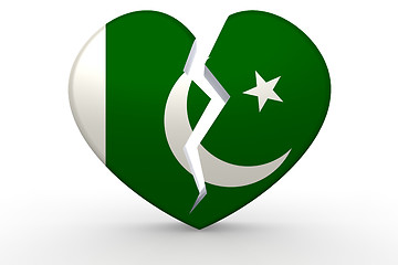 Image showing Broken white heart shape with Pakistan flag