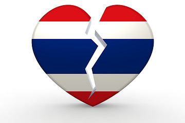 Image showing Broken white heart shape with Thailand flag