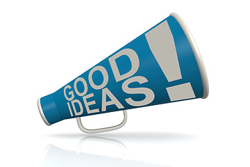 Image showing Blue megaphone with good ideas word