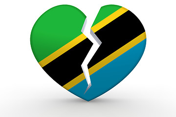 Image showing Broken white heart shape with Tanzania flag