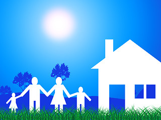 Image showing Countryside House Means Family Has Meadows Household