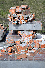 Image showing  Pile of discarded bricks from construction site