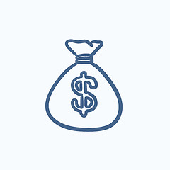 Image showing Money bag sketch icon.