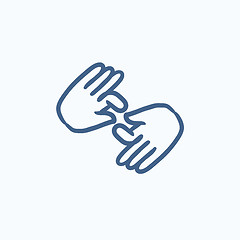 Image showing Finger language sketch icon.