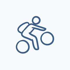 Image showing Man riding bike sketch icon.