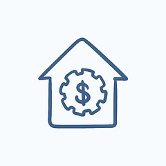 Image showing House with dollar symbol sketch icon.