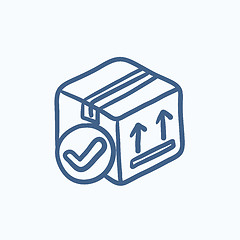 Image showing Carton package box sketch icon.