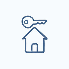 Image showing Key for house sketch icon.