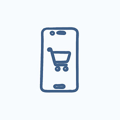 Image showing Online shopping sketch icon.