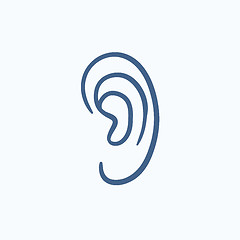 Image showing Human ear sketch icon.