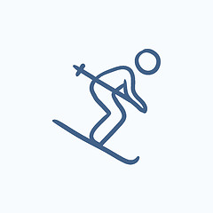 Image showing Downhill skiing sketch icon.