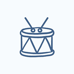 Image showing Drum with sticks sketch icon.