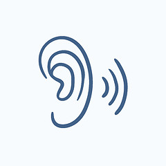 Image showing Human ear sketch icon.