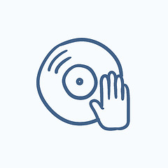 Image showing Disc with dj hand sketch icon.