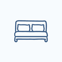 Image showing Double bed sketch icon.