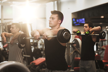 Image showing group of men with barbells in gym