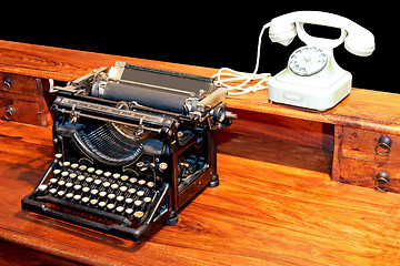 Image showing Typewriter and phone