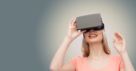 Image showing woman in virtual reality headset or 3d glasses