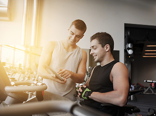 Image showing men exercising on gym machine