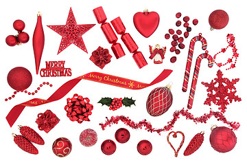 Image showing Symbols of Christmas in Red 