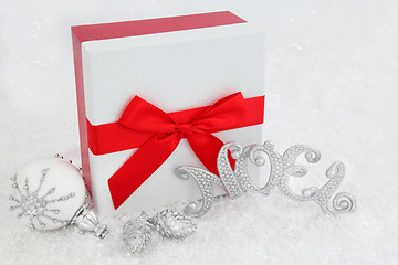 Image showing Christmas Gift Box and Decorations