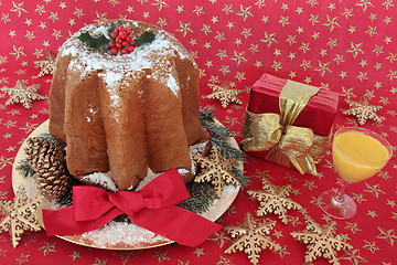 Image showing Pandoro Cake and Egg Nog