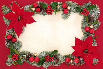 Image showing Poinsettia Flower Background Border