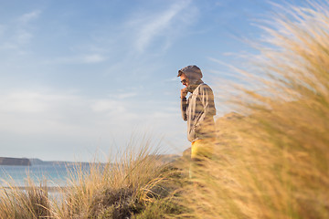 Image showing Free active man enjoying beauty of nature.