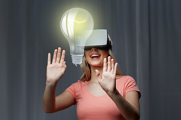 Image showing woman in virtual reality headset or 3d glasses