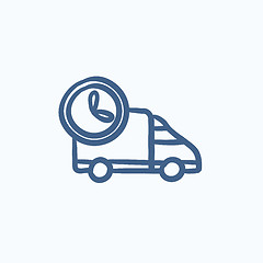 Image showing Delivery truck sketch icon.