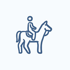 Image showing Horse riding sketch icon.