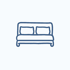 Image showing Double bed sketch icon.