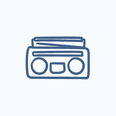 Image showing Radio cassette player sketch icon.